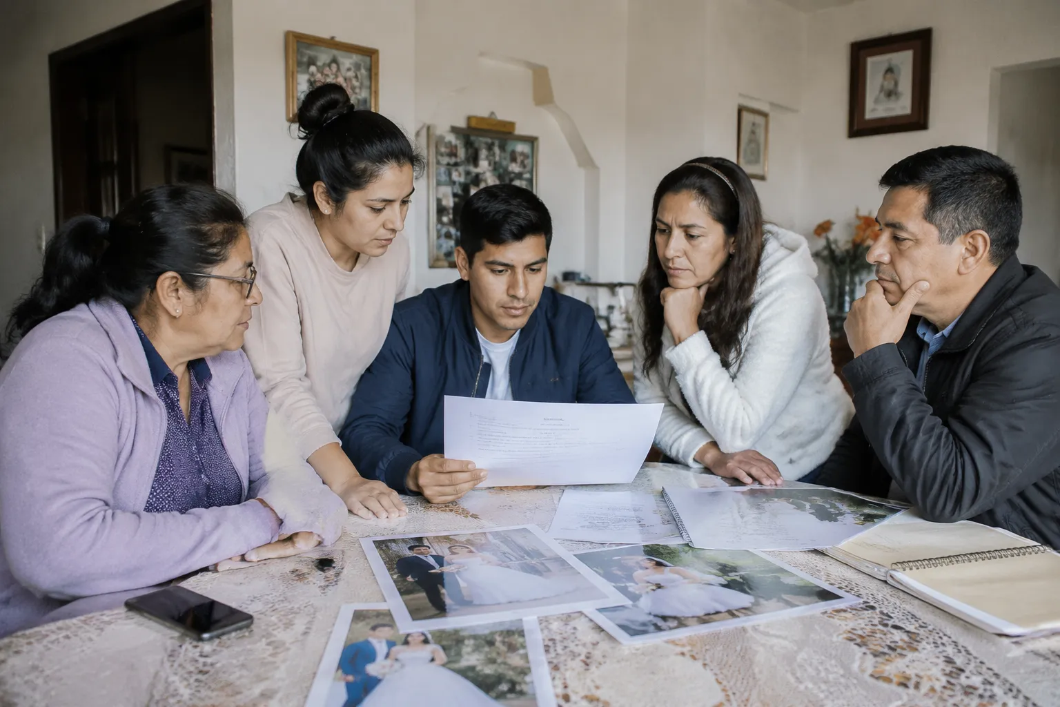 Family wedding ceremony planning with attire and participation details being clarified